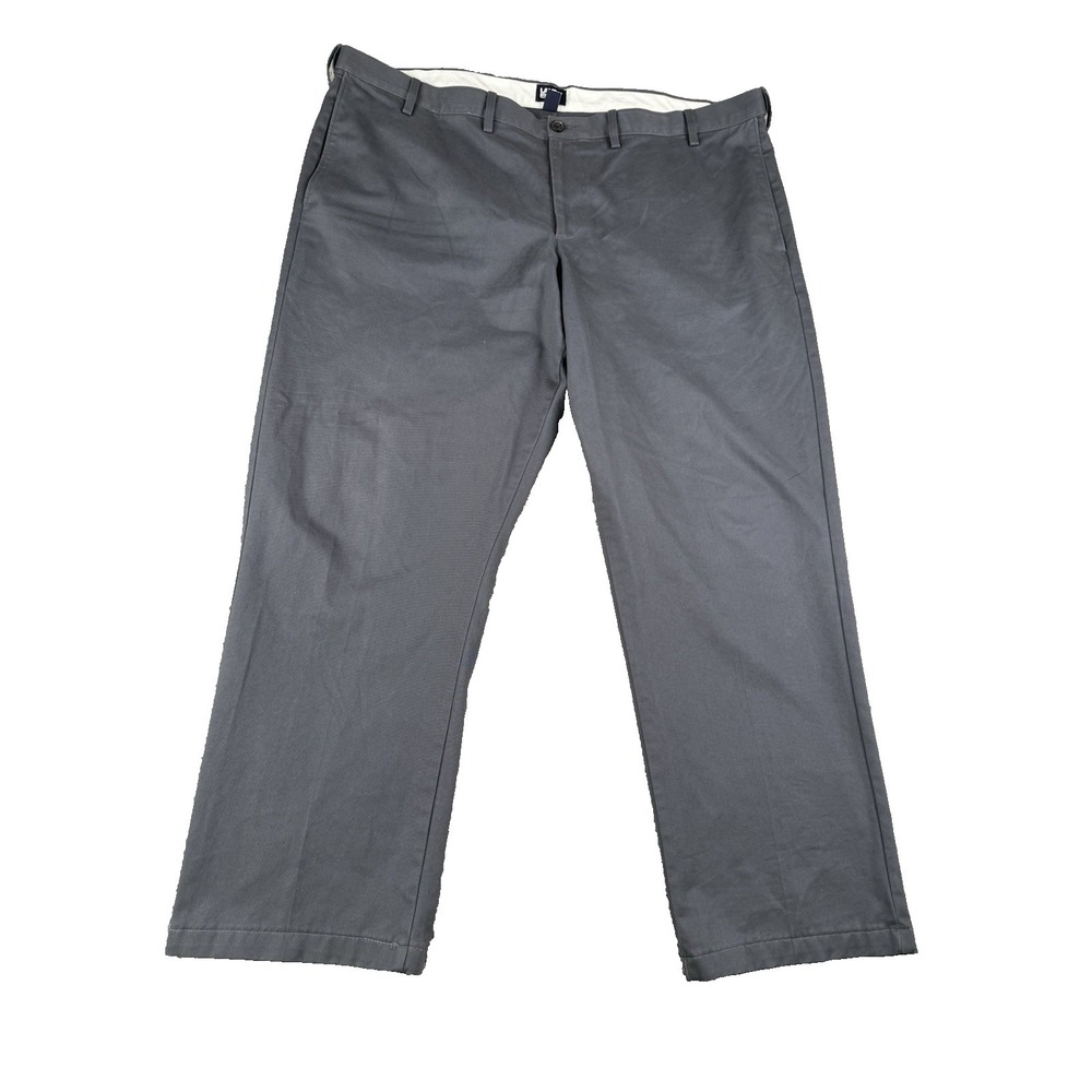 Lands End Pants Mens 46 X 30 Charcoal Gray Traditional Fit Chino Flat Front